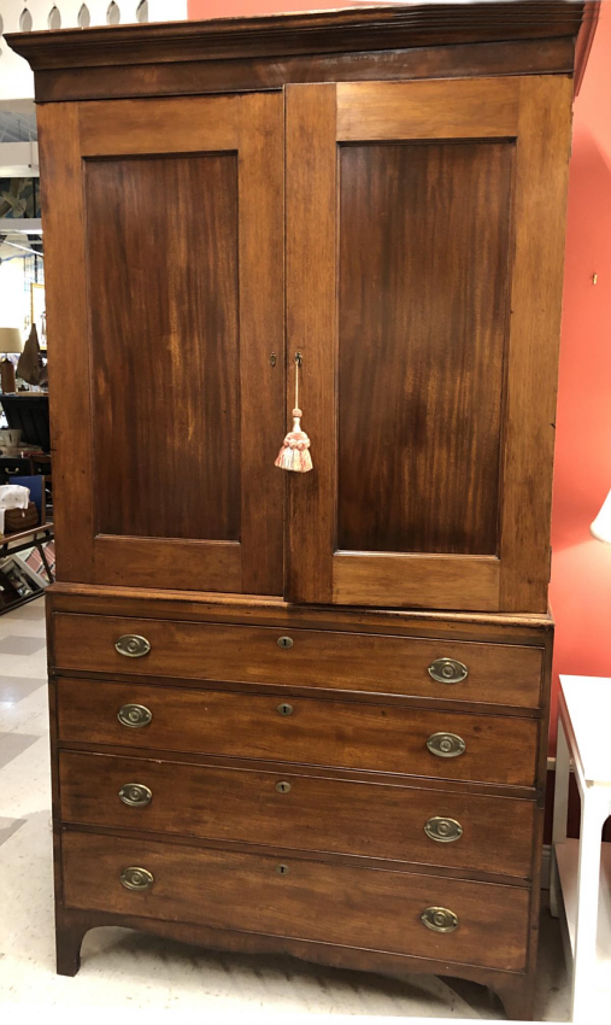 Antique Georgian Period Mahogany Linen Cabinet