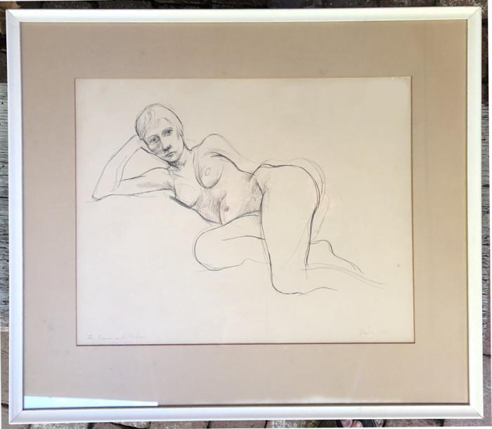 William Bailey framed drawing of a nude woman 1960