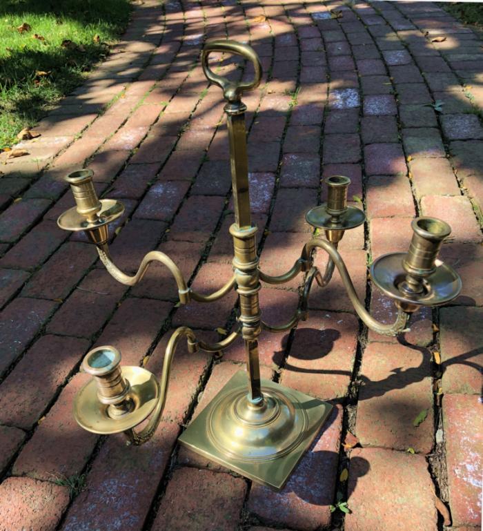 Antique Dutch brass candelabra c1900