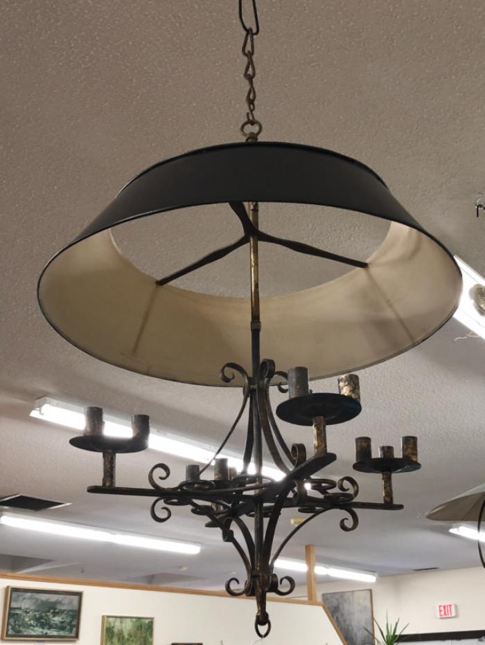 Candle chandelier with tin shade