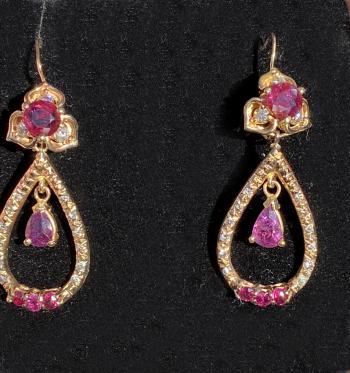 Image of 14k Ruby and diamond earrings