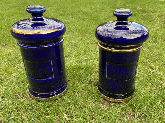 Luneville France porcelain apothecary jars c1890