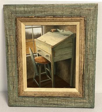 Image of Oil painting of Shaker desk by Paul Lipp New Haven CT