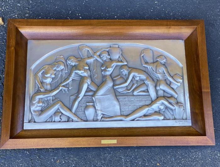 Danaides by Paul Vincze pure silver bas relief sculpture