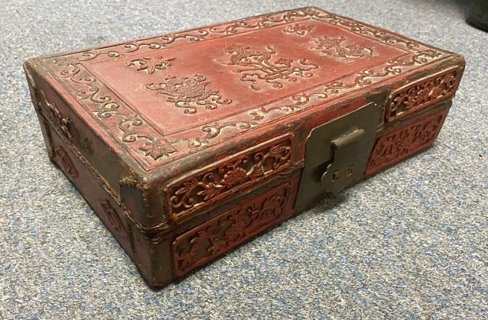 Authentic early 19thc Chinese leather leather box
