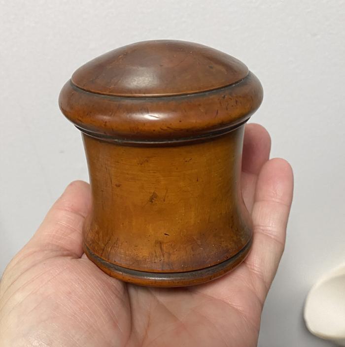 Antique treenware apothecary container c1880