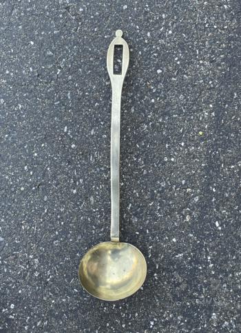 Image of 18th century English brass ladle 17 inches