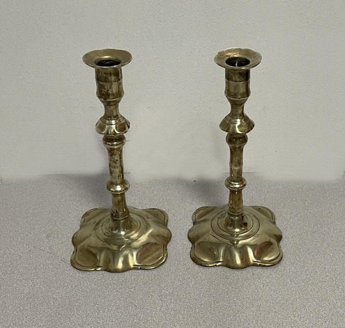 English brass candlesticks c1760-1780