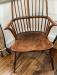Antique English elm armchairs with plank seats c1850