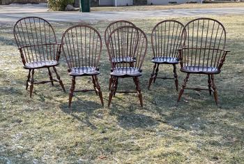 Image of D R Dimes set of bow back Windsor chairs