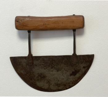 Image of 18thc American food chopper with wooden handle