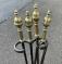 Vintage set of fireplace tools brass and iron c1920