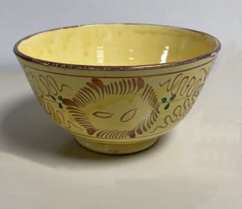 Image of Canary yellow luster ware footed bowl c1820