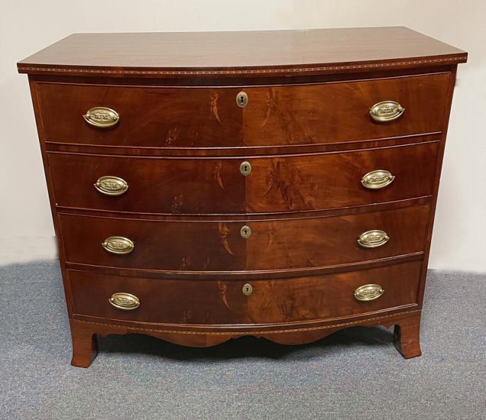 American Federal mahogany bowfront chest c1800
