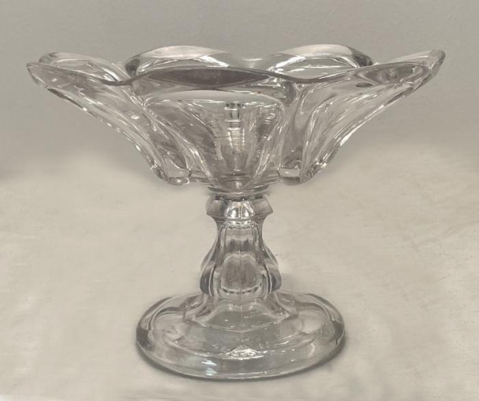 Sandwich flint glass hand blown compote