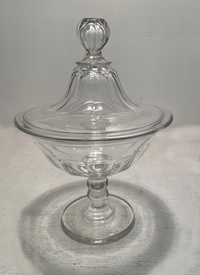 19thc  American flint glass covered compote