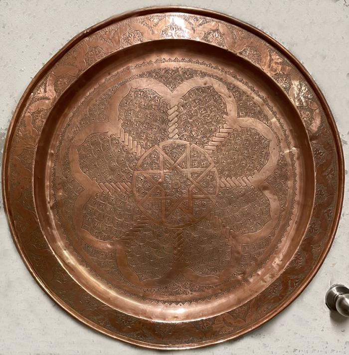 Antique Indian copper tray c1880