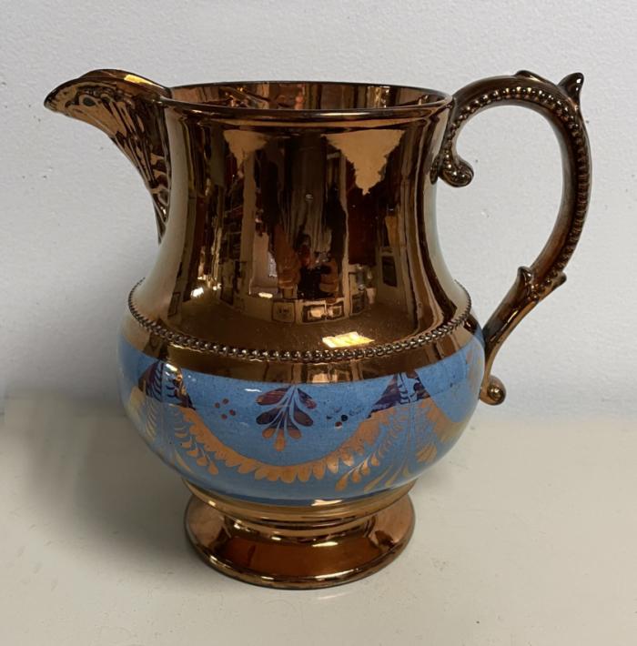 Antique English copper luster pitcher