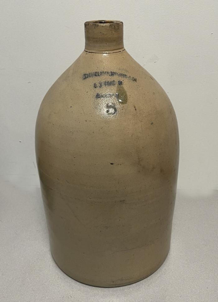 Demelman Fuchs Co 6 Broad ST boston 5 gallong stoneware jug