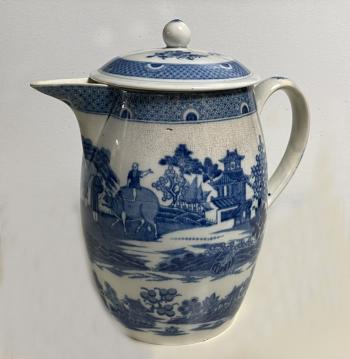Image of Blue and white antique Staffordshire cider jug