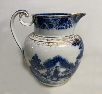 Image of Antique Staffordshire blue and white pearlware jug