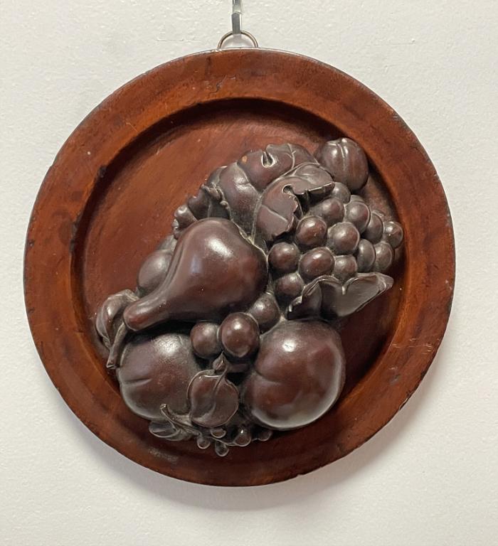 Antique English carved fruit platter c1870