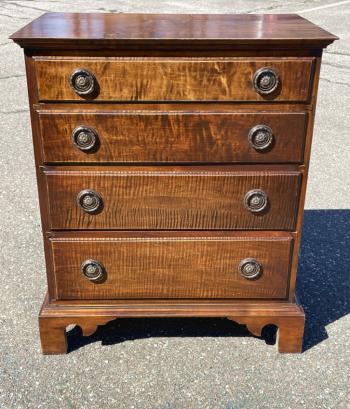 Image of Diminutive tiger maple four drawer chest