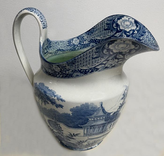 English Chinoiserie earthenware ewer c1810