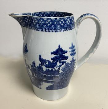 Image of English blue and white earthenware jug c1800