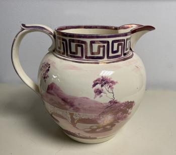 Image of Rare hand painted Staffordshire luster jug c1820