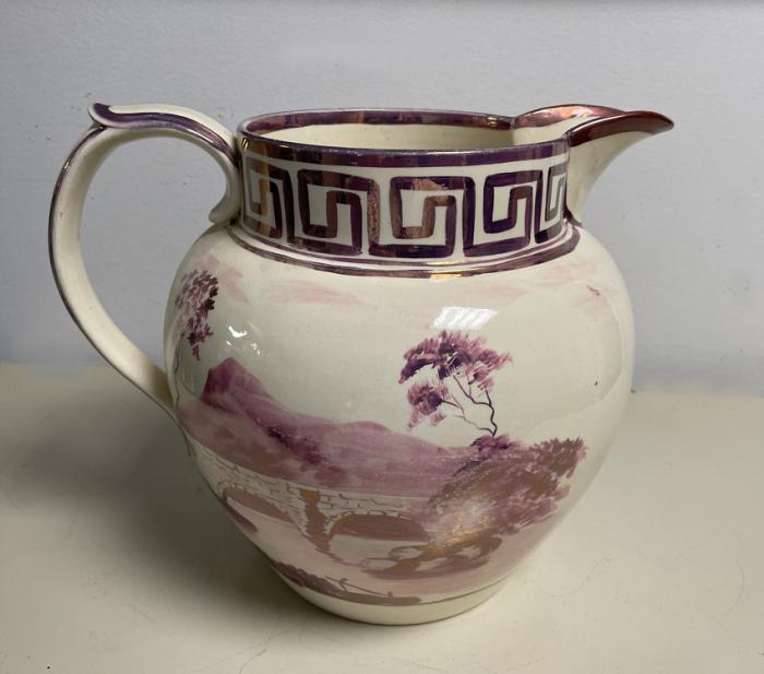 Rare hand painted Staffordshire luster jug c1820