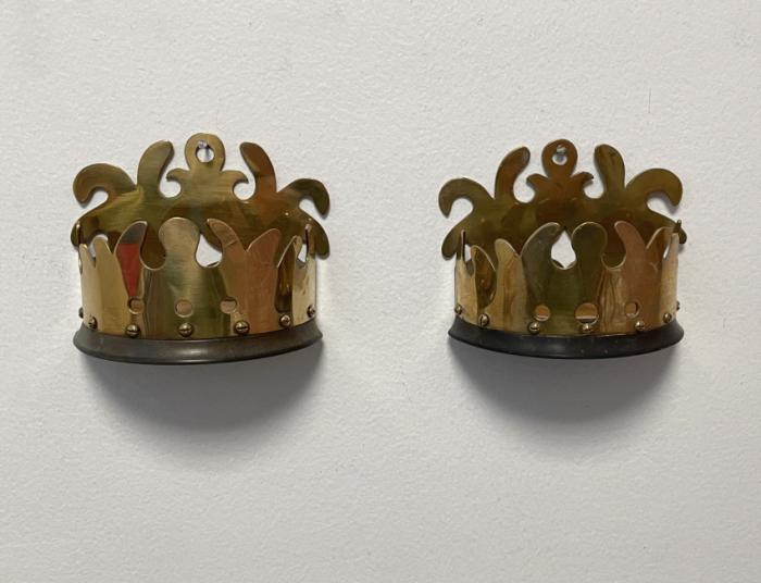 18thc pair of English brass match boxes