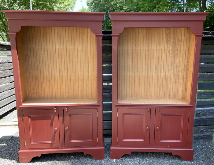 Pair of hand built pine bookcases