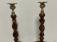 English twist oak and brass candlesticks c1880