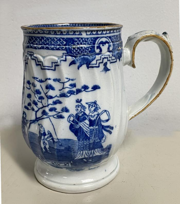 Staffordshire blue and white fluted mug c1795