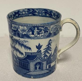 Image of Staffordshire blue and white pearlware mug c1810
