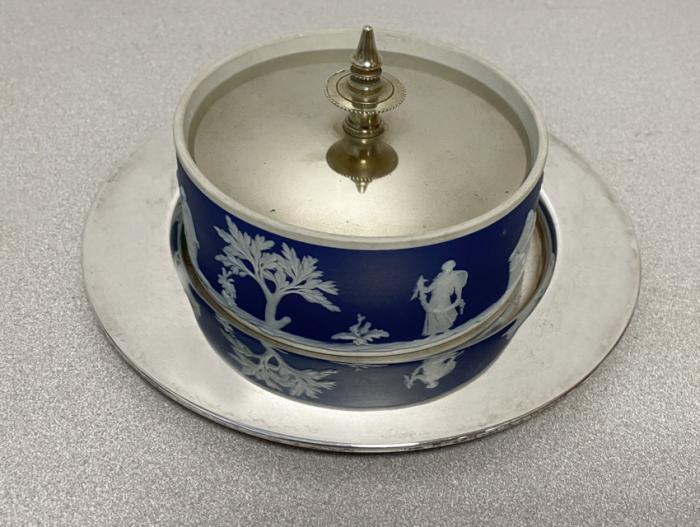 Wedgwood blue Jasperware butter keeper