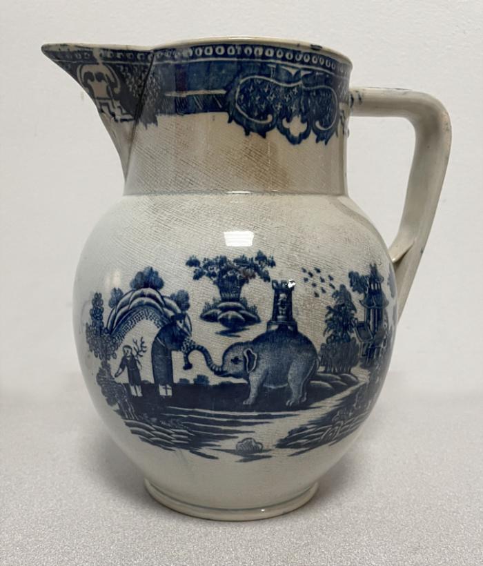 Staffordshire blue and white earthenware jug c1800