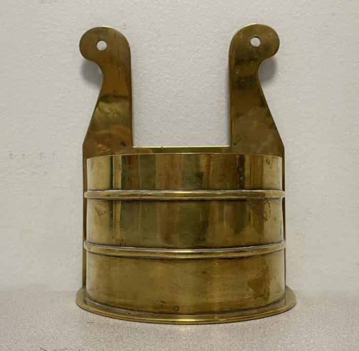 Antique English brass wall pocket