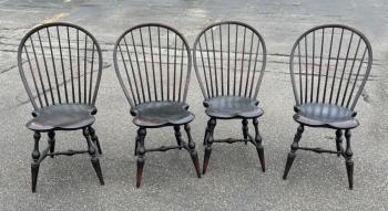 Image of Four D R Dimes crackle black Windsor chairs