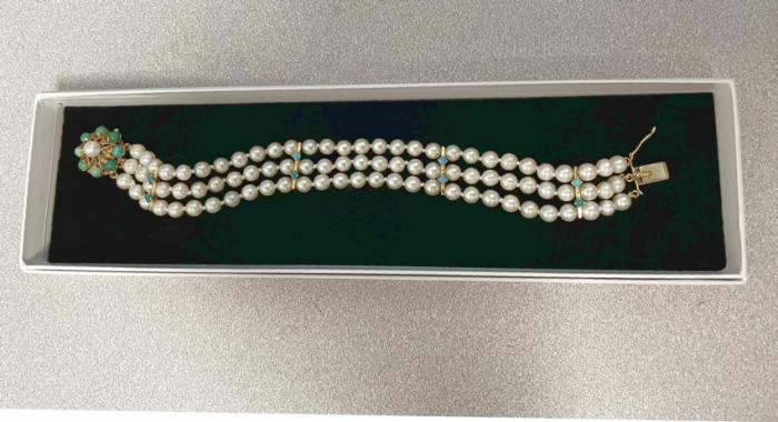 Vintage 14K pearl and turquoise bracelet