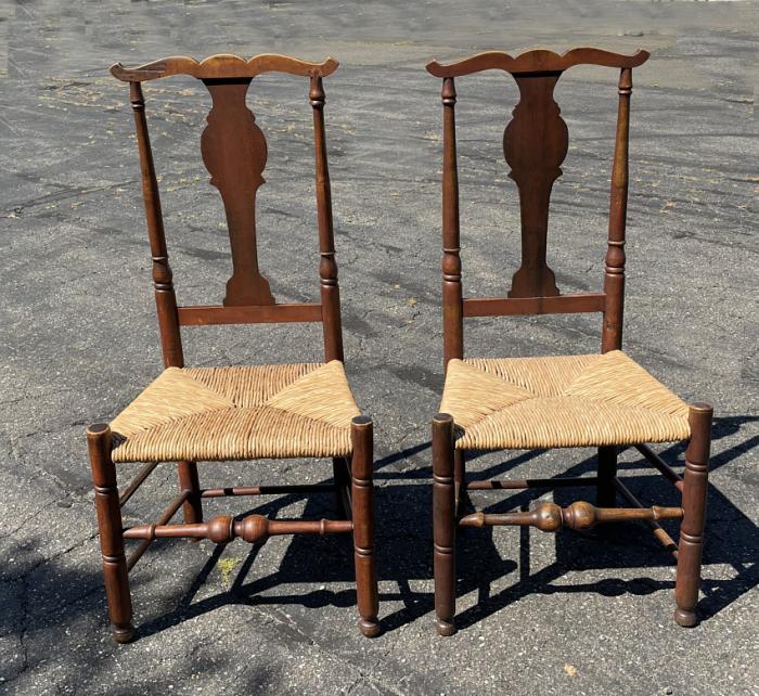 Pair of early  American Queen Anne chairs