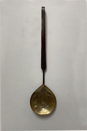 Image of 18thc American brass and iron strainer
