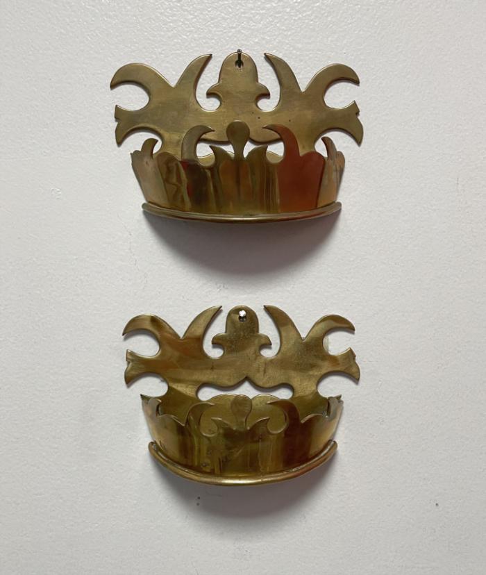 Pair of 18thc English brass wall pockets