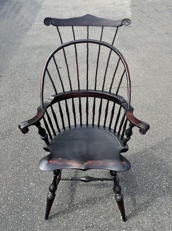 Image of D R Dimes comb back Windsor armchair in crackle black
