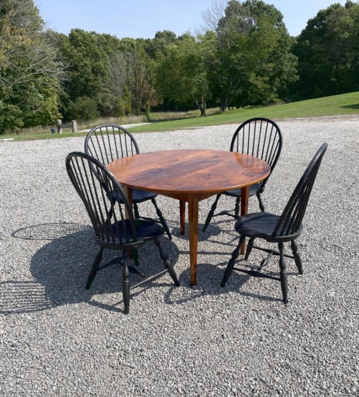 James H Dew handmade round table in pumpkin pine