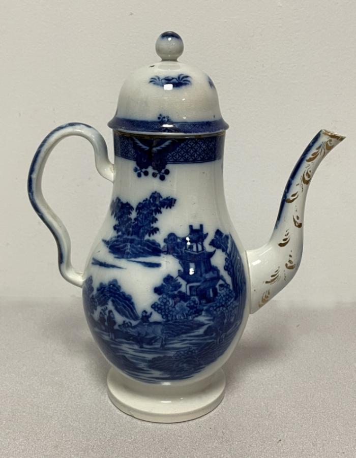 Staffordshire blue and white coffee pot c1795
