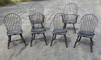 Image of D R Dimes crackle black Windsor chairs