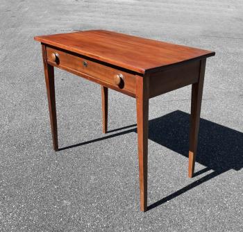 Image of Early American country work table in cherry and pine c1840