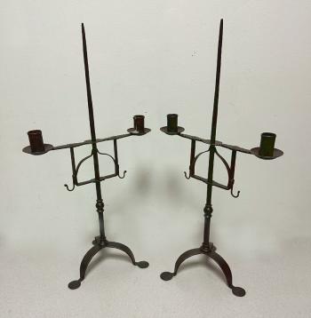 Image of 18thc American wrought iron table torcheres